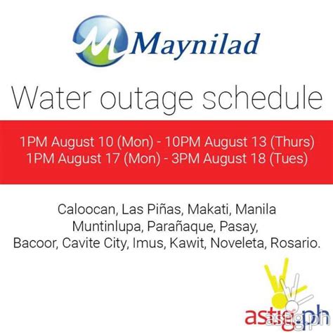 maynilad water interruption schedule today 2024